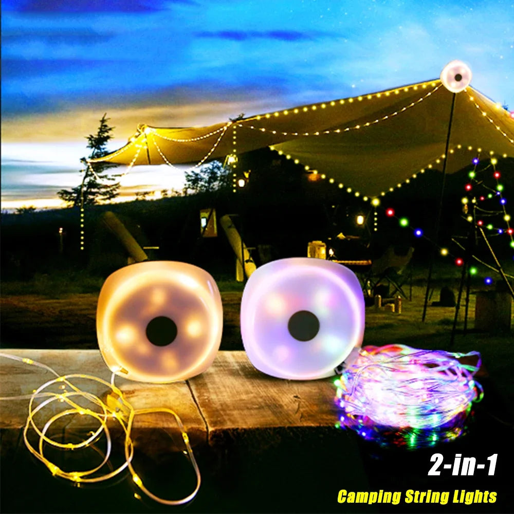 33Ft Camping String Lights 2-in-1 Lantern | 2000mAh Rechargeable