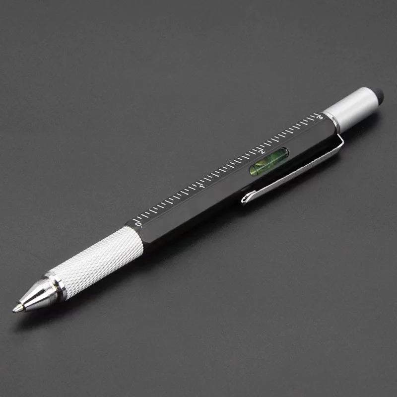 7-in-1 Multi Ballpoint Pen Modern Handheld Tool Measure Technical Zpaxo Black
