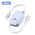 100W Retractable USB-C Fast Charging Cable – 1M PD Type C USB-C Charging Cable Zpaxo Blue