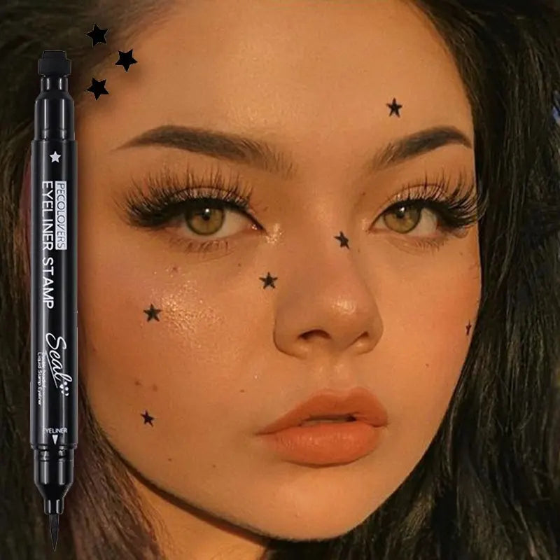 Star Liquid Eyeliner Black Moon Stamp Eye Liner Pencil 2 in 1 Waterproof Long-lasting Easy Applying Eye Eyeliner Pen Makeup Zpaxo