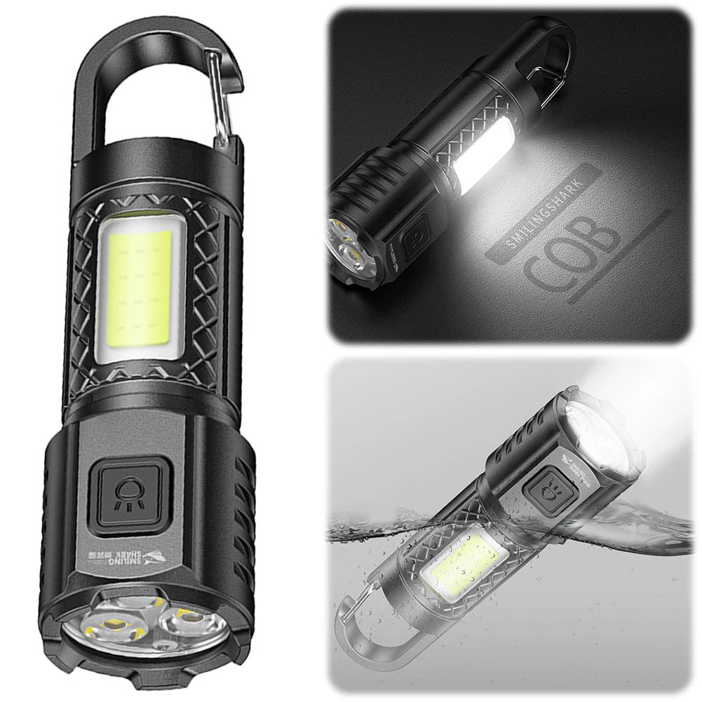 LED COB Camping Powerful Flashlight USB Charging Zoomable 3 Gears