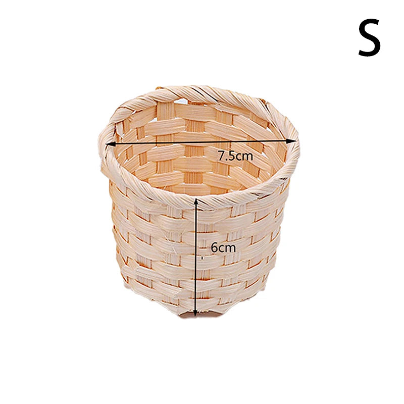 Rural Woven Baskets Bamboo Mini Desktop Storage Basket Portable Storage Baskets Fruit Arrangement Baskets Zpaxo S