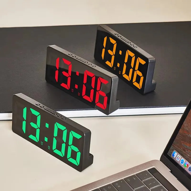 Digital Alarm Clock Voice Control Teperature Snooze Night Mode