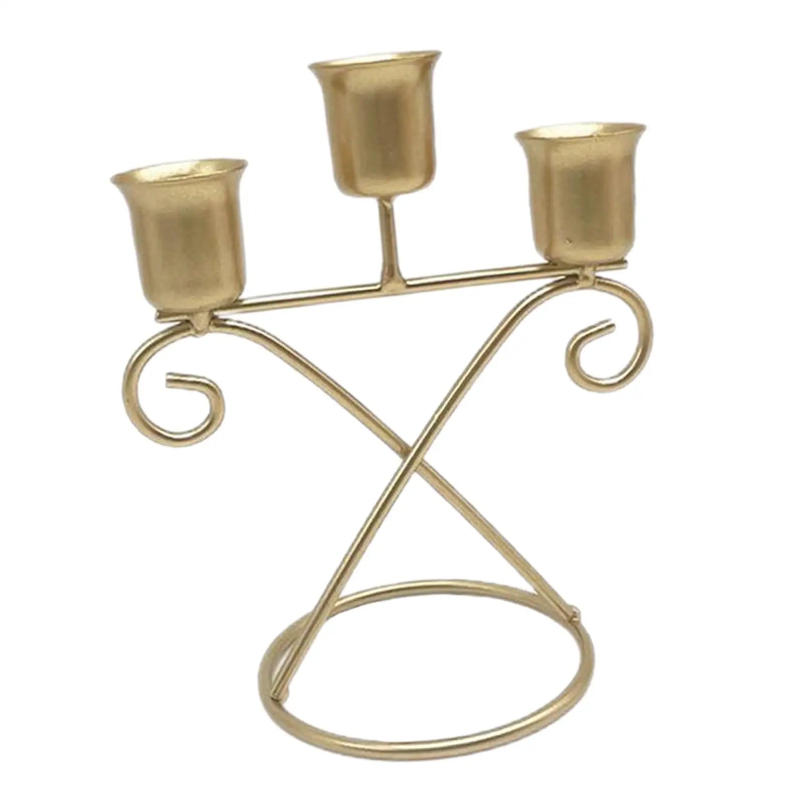 3-Arm Iron Candle Holder – Modern Candlestick Centerpiece Candle Holder Zpaxo Style F