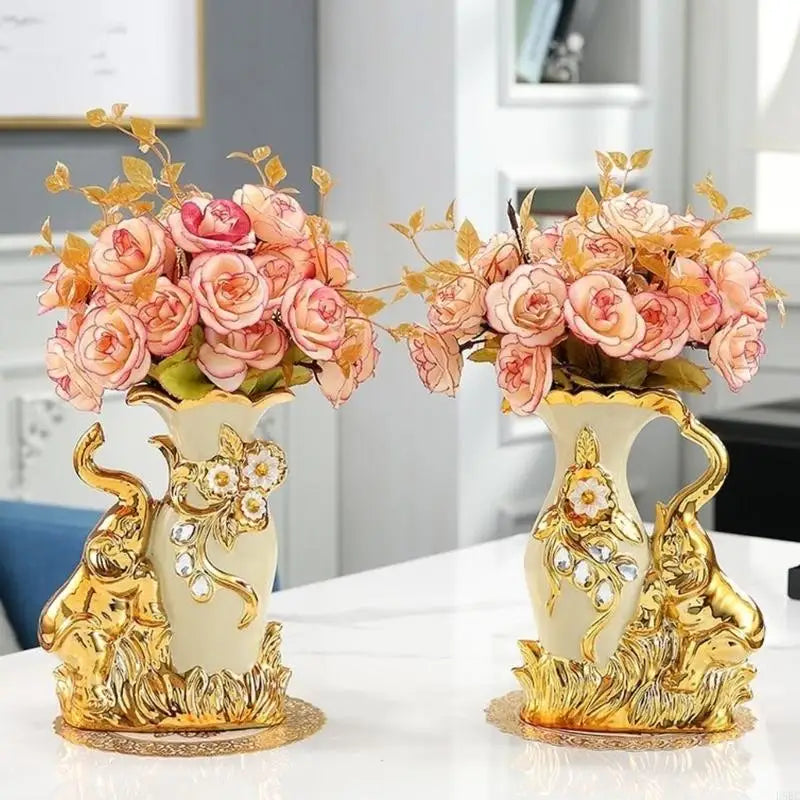 Ceramic Vases Elephant Figurine European Flower Pot Living Room Decors