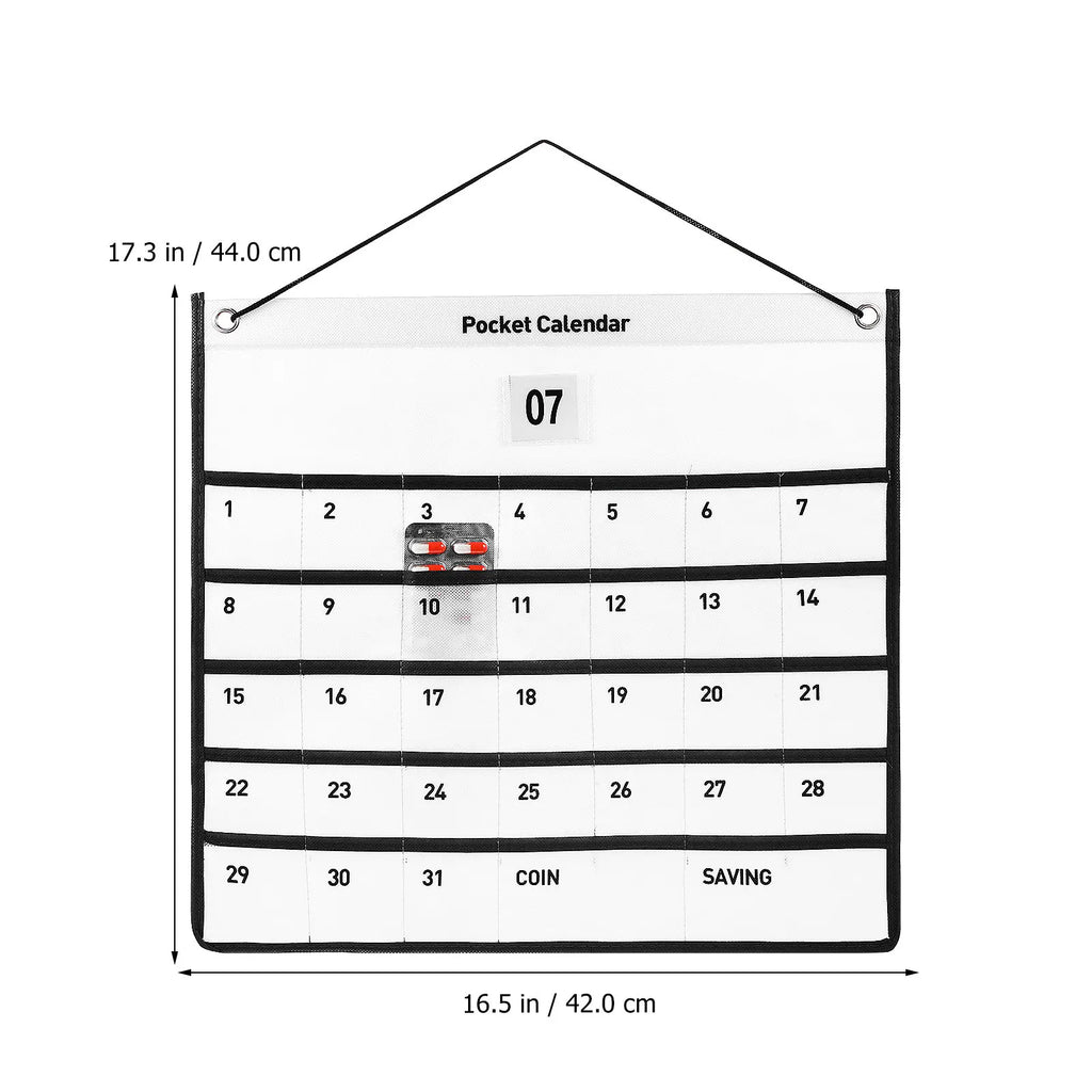 Calendar Wall Storage Pocket 1 Month Non-woven Fabric Date Printed