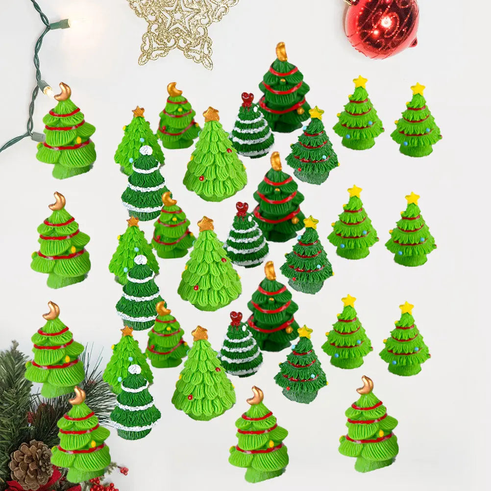 Handcrafted Resin Christmas Miniature Trees Realistic Shape Desktop