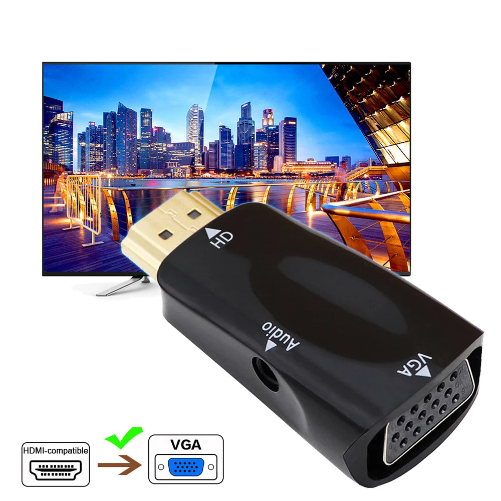 HDMI-compatible Male To VGA Female Adapter Full HD 1080P Audio Cable Converter For PC Laptops TV Box Computer Display Projector Zpaxo