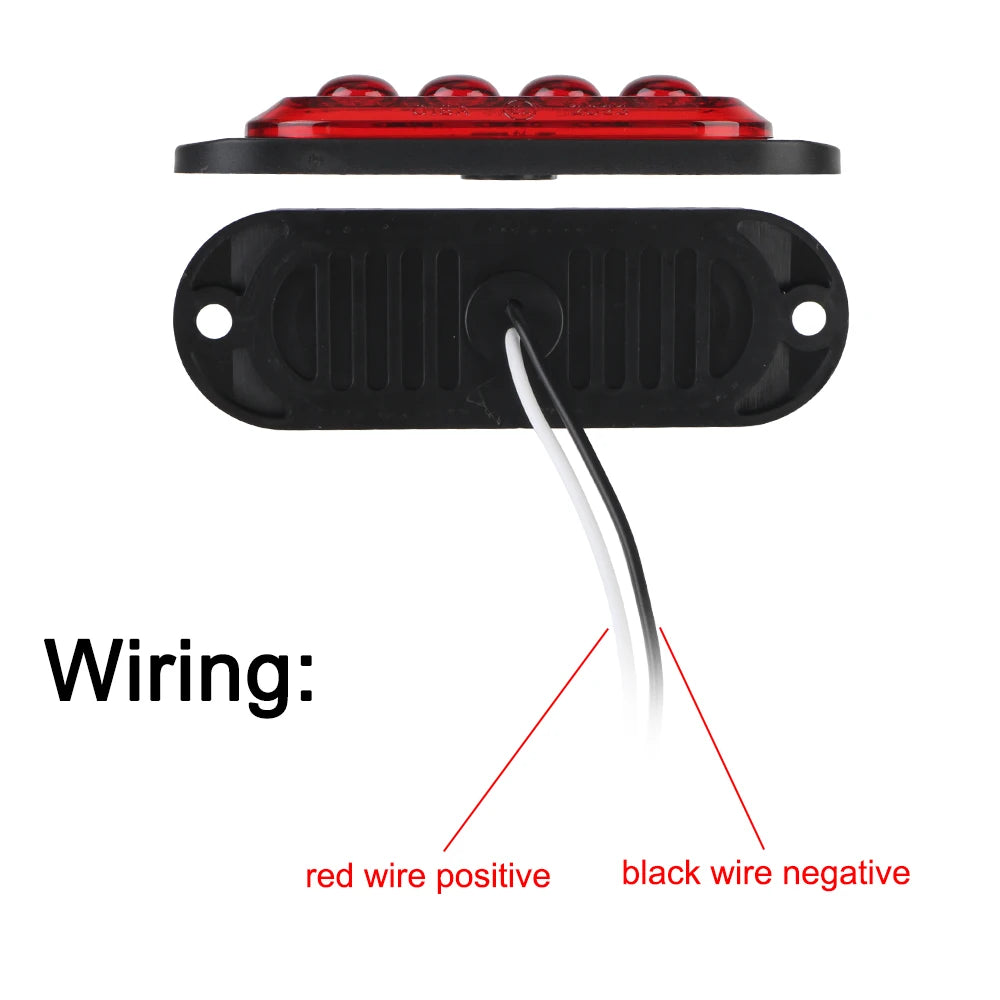 4LED LED Side Light Car Truck Trailer Beacon Lamp Warning Light DC 12V 24V Marker Light Waterproof Zpaxo