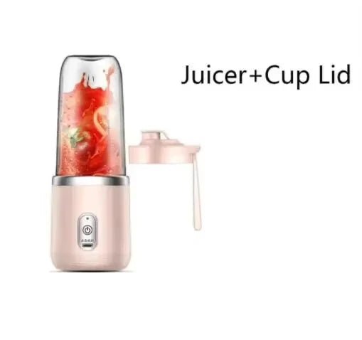 USB Personal Mini Juicer Cup Handheld Travel Blender Portable Single Double Cup for Water Bottles Zpaxo 1cups-Pink