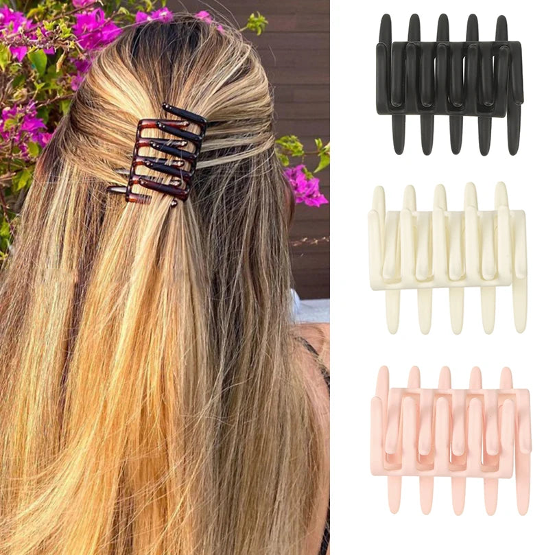 Double Sided Hair Clip Comb Women Frosted Toothed Non-slip Black