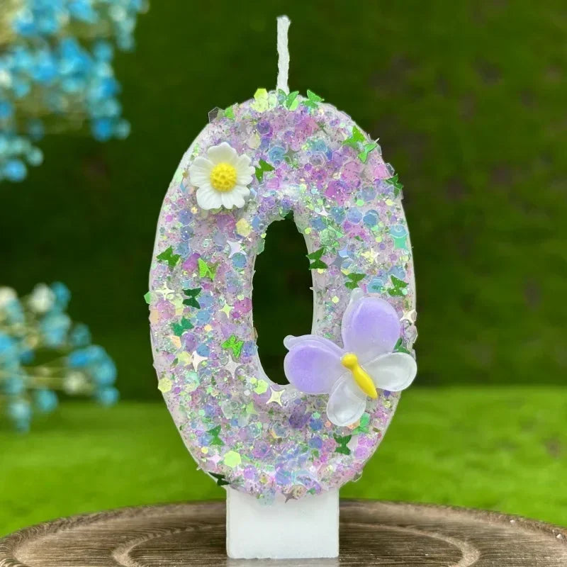 DIY 0-9 Butterfly Flower Number Birthday Candles | Cake Decor Birthday Cake Candles Zpaxo 0