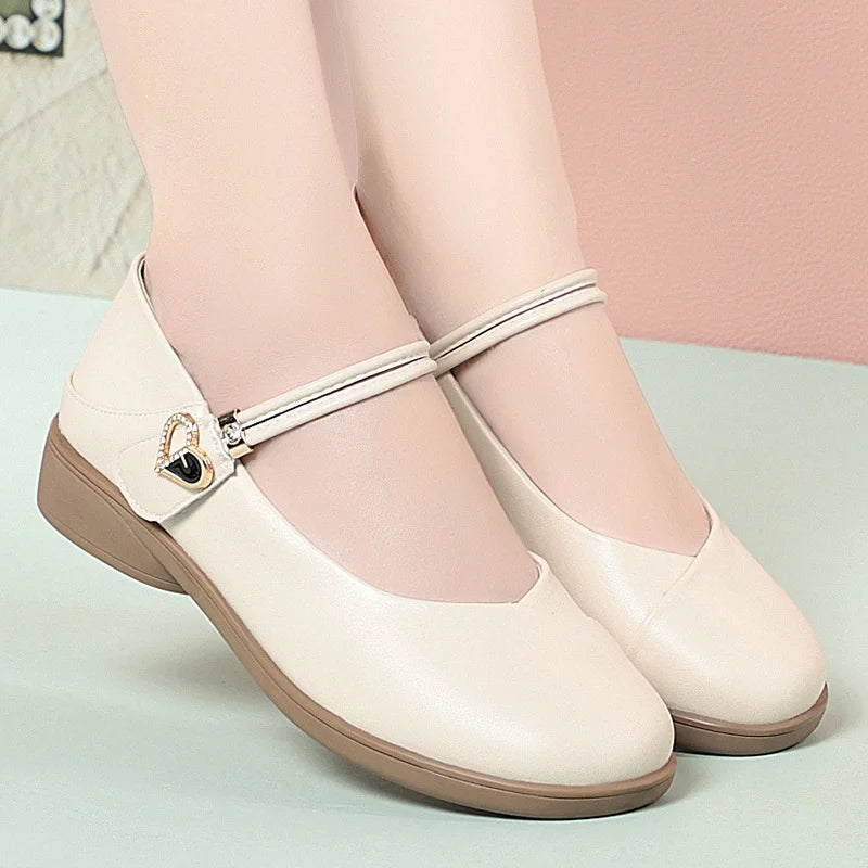 Summer Light Mouth Low Heel Mother Shoes Comfortable Women's Singles Zpaxo MYQ9953 White 35 China Mainland