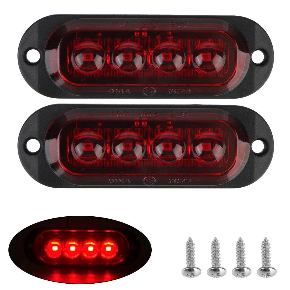 4LED LED Side Light Car Truck Trailer Beacon Lamp Warning Light DC 12V 24V Marker Light Waterproof Zpaxo Red