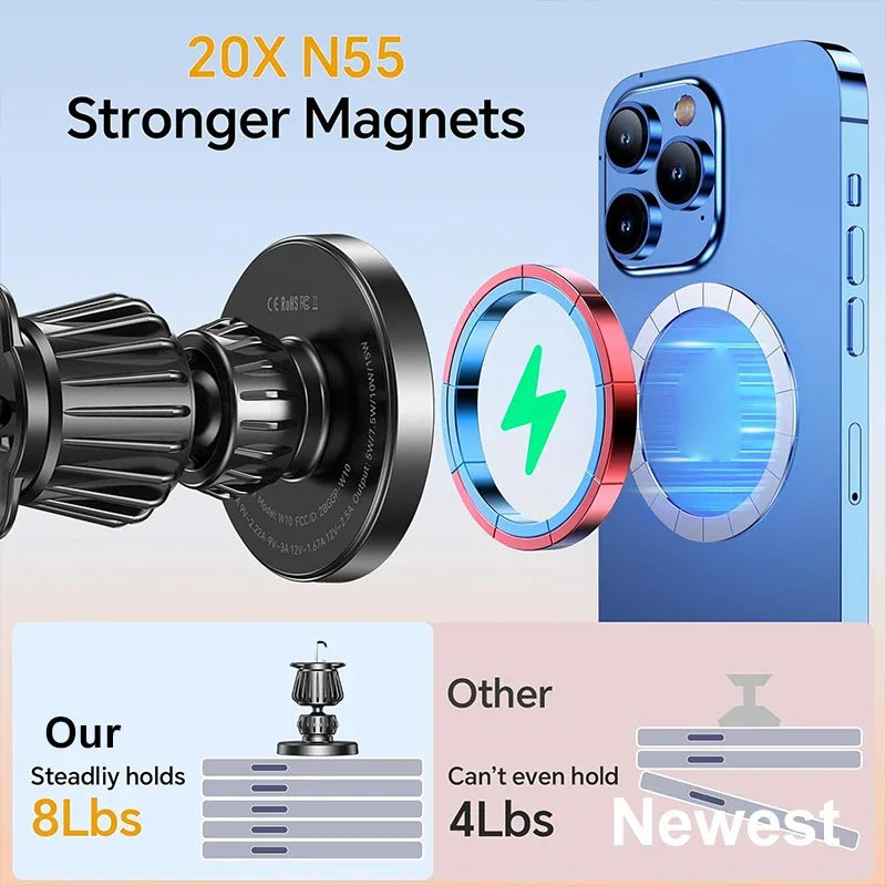 UYUXIO Strong Magnetic Wireless Car Phone Charger Adapter 15W