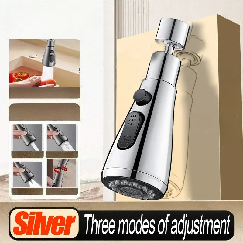 Universal Kitchen Faucet Extender 360° Swivel Aerator Plastic Splash Guard Strainer Sink Aerator Spout Kitchen Accessories Zpaxo silver 1