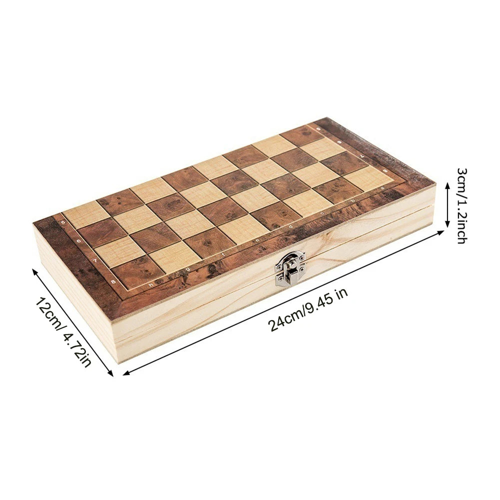 1 Chess Game Board Wooden Sets Checkers Travel