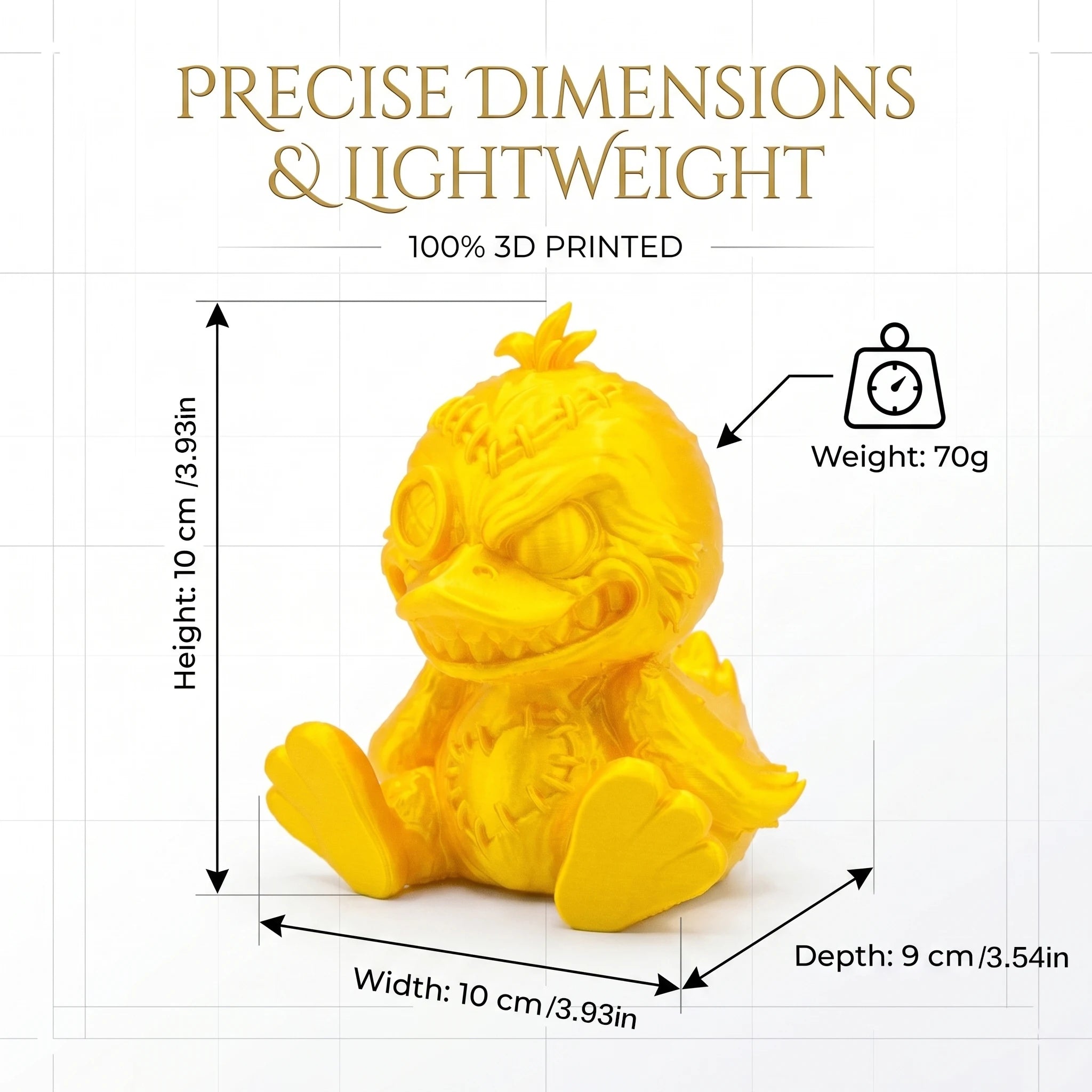 3D Printed Gothic Evil Duck Figurine Voodoo Doll Button Eye Creepy