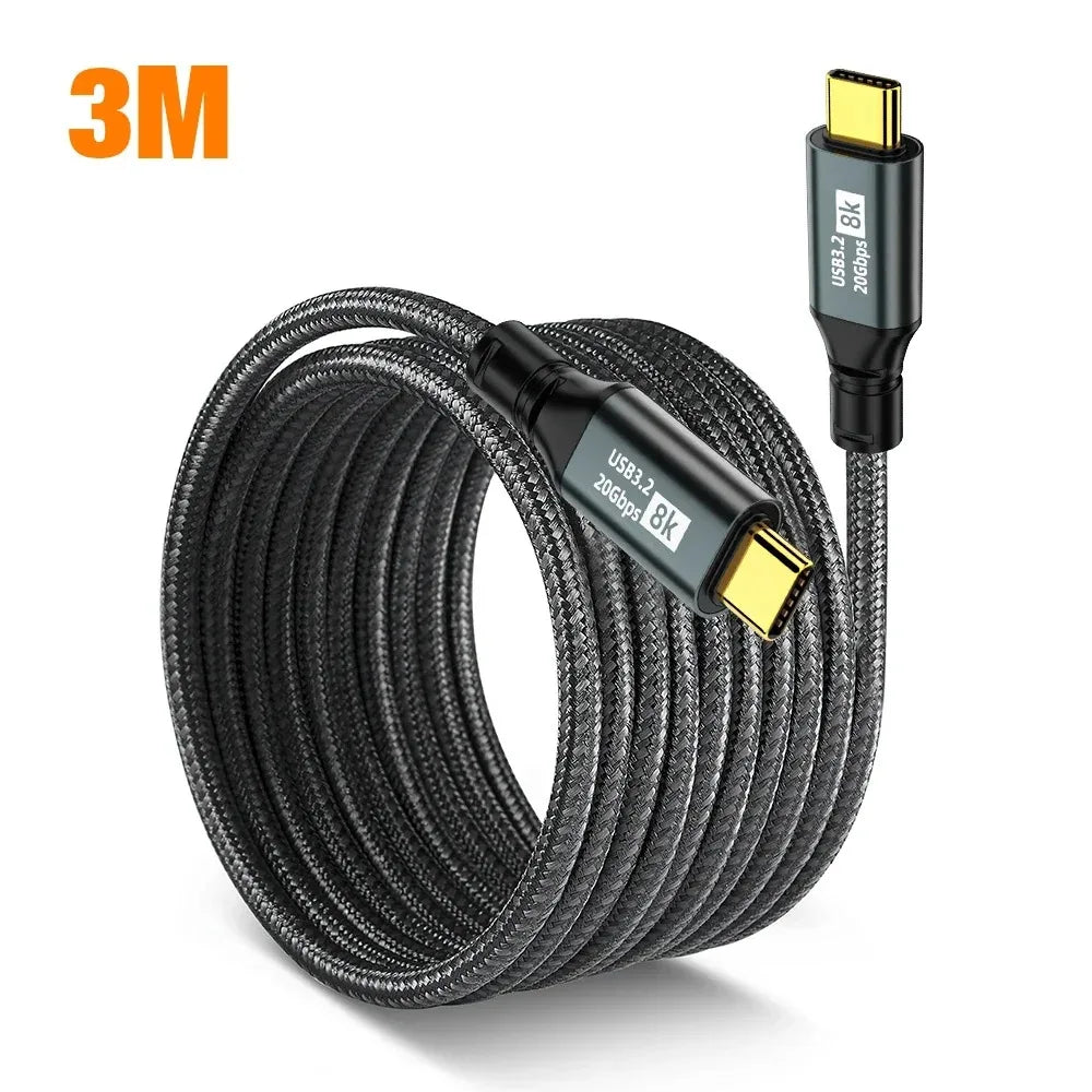 PD 100W USB-C Cable | USB 3.2 Gen 2 | 8K 60Hz | MacBook iPad USB-C Cable Zpaxo 3m Cable