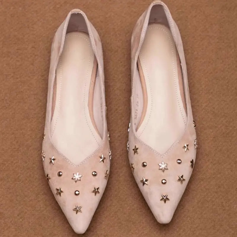 Flat Shoes Women's 2025 Spring and Autumn New Style French Shallow Mouth Pointed Frosted Leather Low Heel Women's Shoes ladies Zpaxo