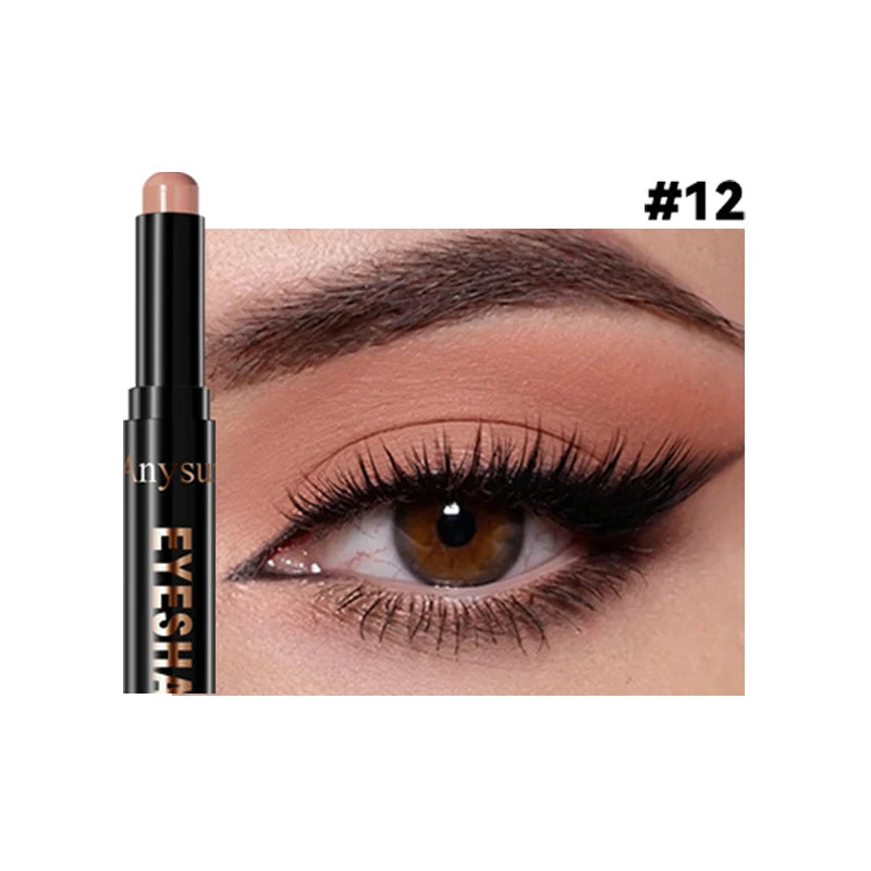 Pearl Metallic Eyeshadow Stick Sparkle Highlight One-Swipe Lazy Eye Shadow Highlighter Brightener Bold Multicolor 3D Eyes Makeup Zpaxo 12
