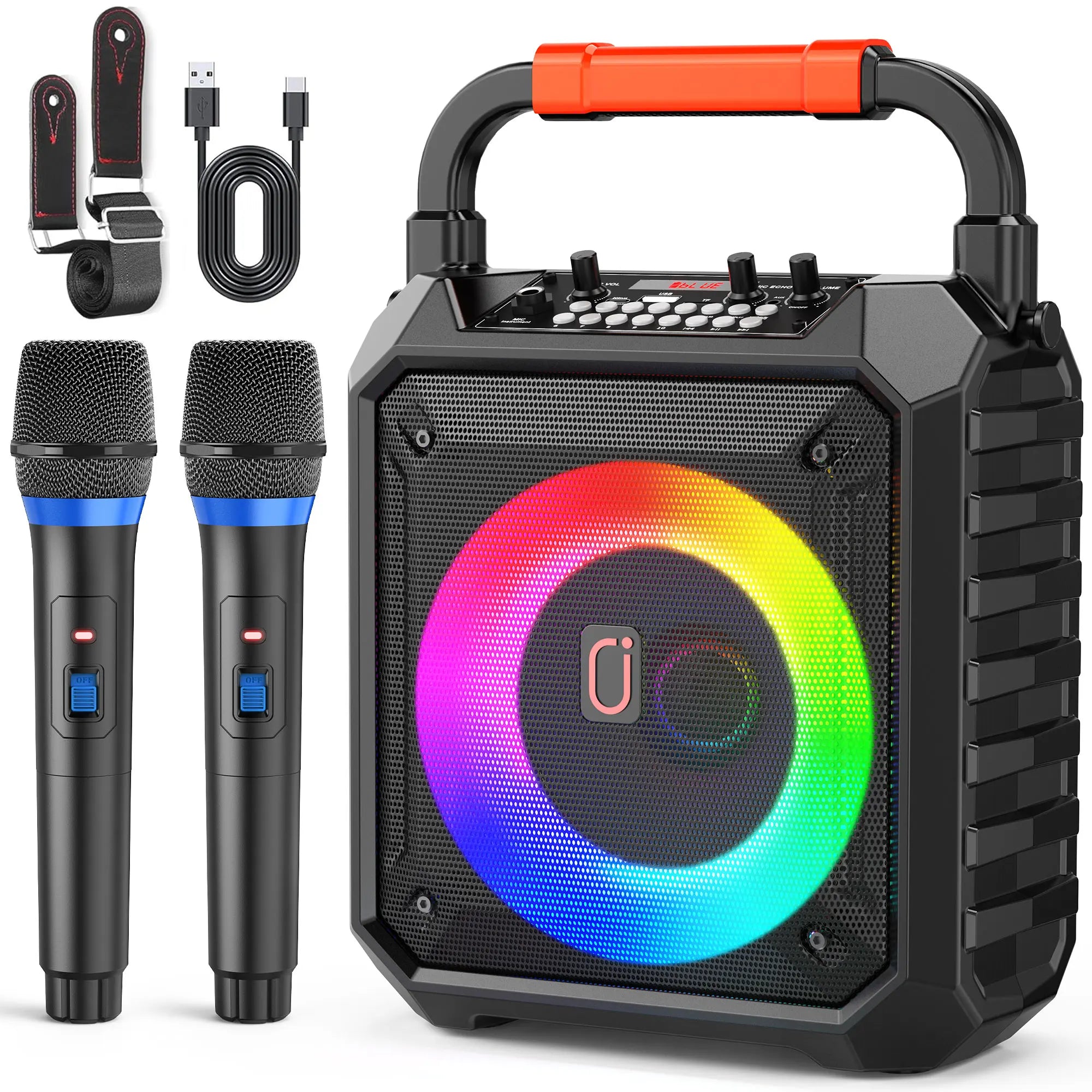 Fanfun T17 Karaoke Machine Comes 2 Wireless Microphones Portable