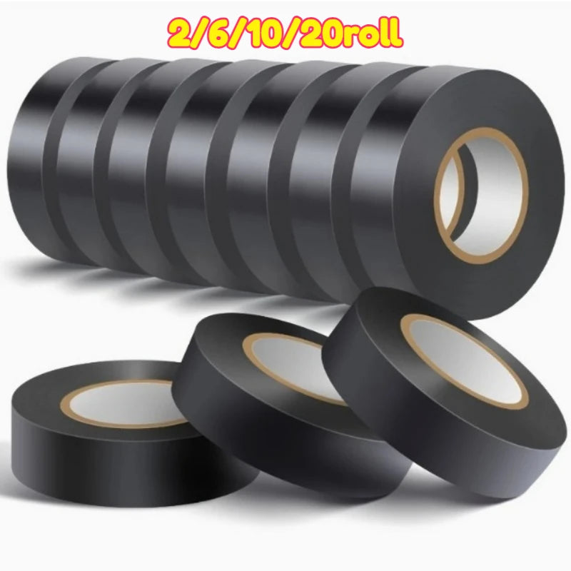 Black Electrical Insulating PVC Tape Heat Resistant Self-Adhesive Electric Wire Protection Tape for Electrical Safety Zpaxo