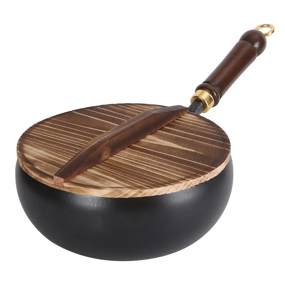 Handmade Forging Non-stick Pan 20 Household Stir Fry Stew Pot Flat Zpaxo 20cm with lid