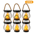 Solar Outdoor Flame Lamp with IP65 Waterproof Type-C Charging Simulation Flickering 3D Flame Rope Hanging Lamp for Garden Patio Zpaxo Flaming Lamp 6PCS