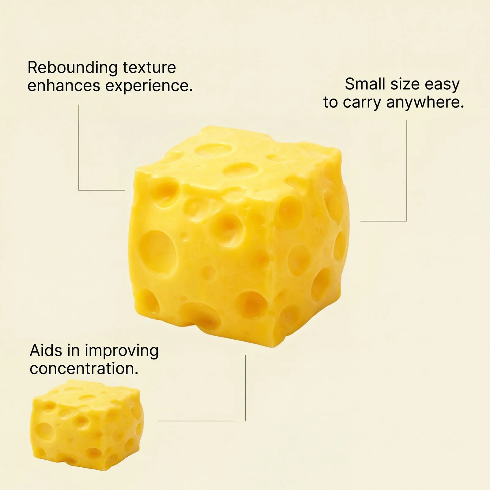 Squishy Cheese Stress Ball Sensory Squeeze Toy Kids & Adults Sensory Squeeze Toy Zpaxo