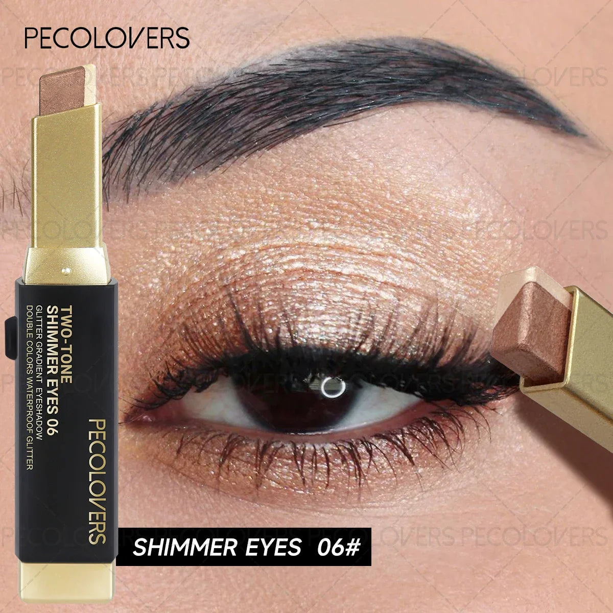 1PC Metallic Shimmer Duo Eyeshadow Stick - Pearlescent Matte, Multiple Color Options, Nude Makeup, Perfect for Christmas Makeup Zpaxo 06