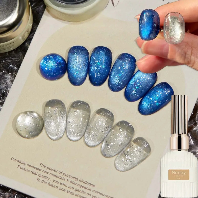 2026 New Sparkling Crystal Cat Eye Gel Nail Polish Summer Bubble Water Glass Bead Effect UV Gel DIY Nail Art Salon Manicure 15ml Zpaxo