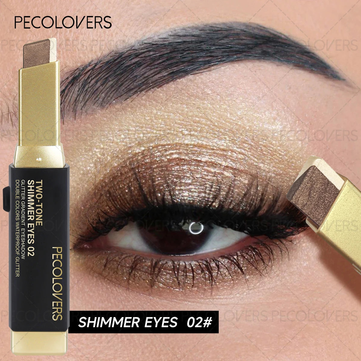 PECOLOVERS Aurora Shimmer 2-Tone Gradient Glitter Eyeshadow Stick Zpaxo 02