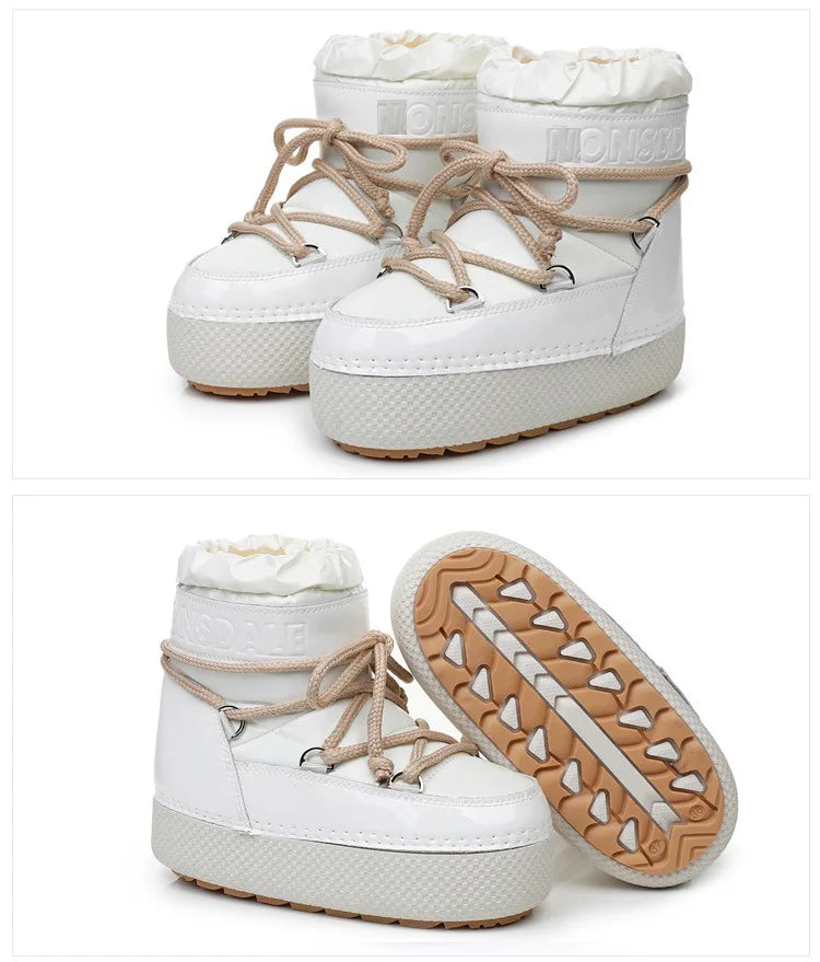 Winter Ankle Boots Women Quilted Nylon Down Snow Woman Round Toe Flat Zpaxo