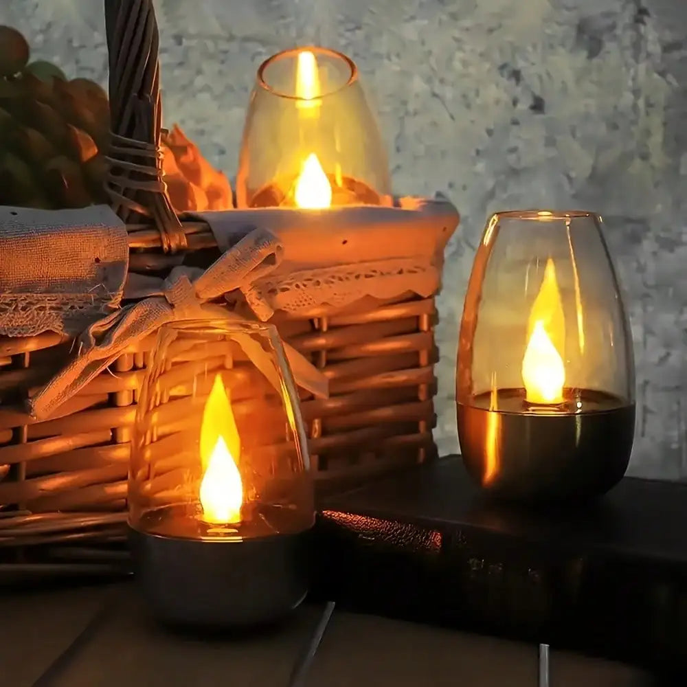 Solar-powered Outdoor Candle Light LED Night Battery Base Flameless Zpaxo