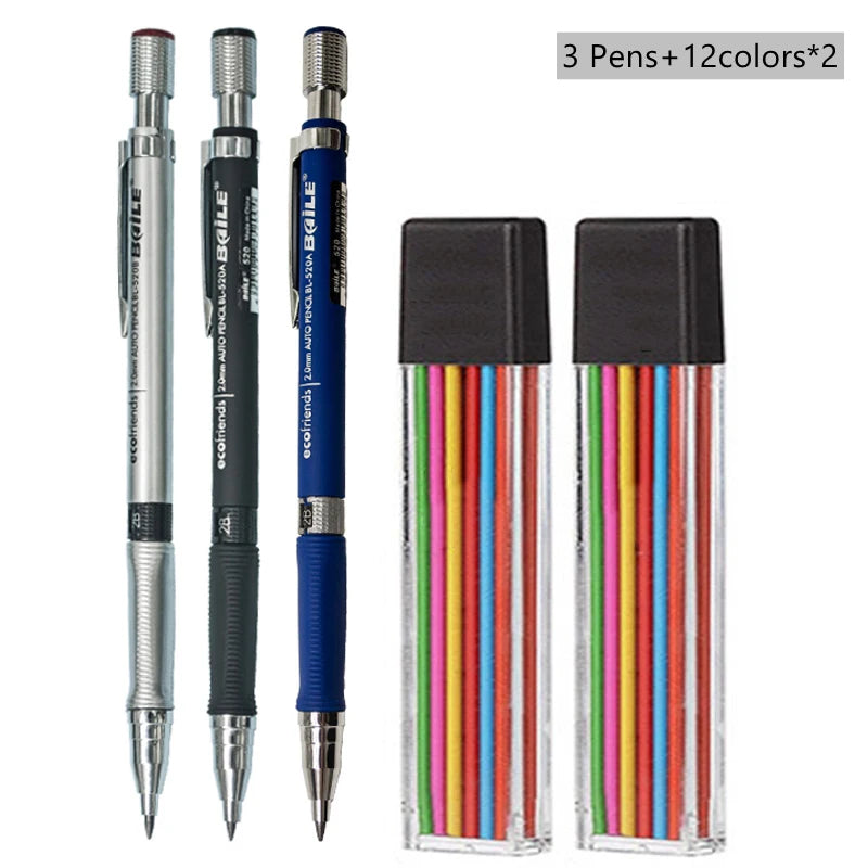 Mechanical Pencil Black Lead Art Drawing Design Automatic Writing Zpaxo Color Pencil set B