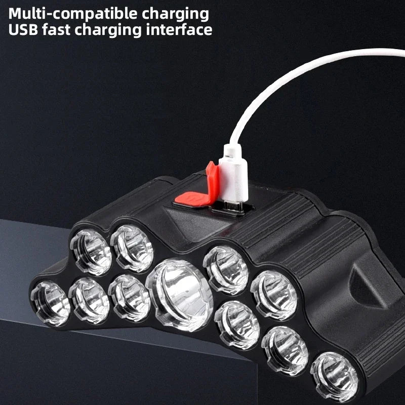 5 LED Flashlight Rechargeable Built Lithium Battery Strong Head Light Zpaxo
