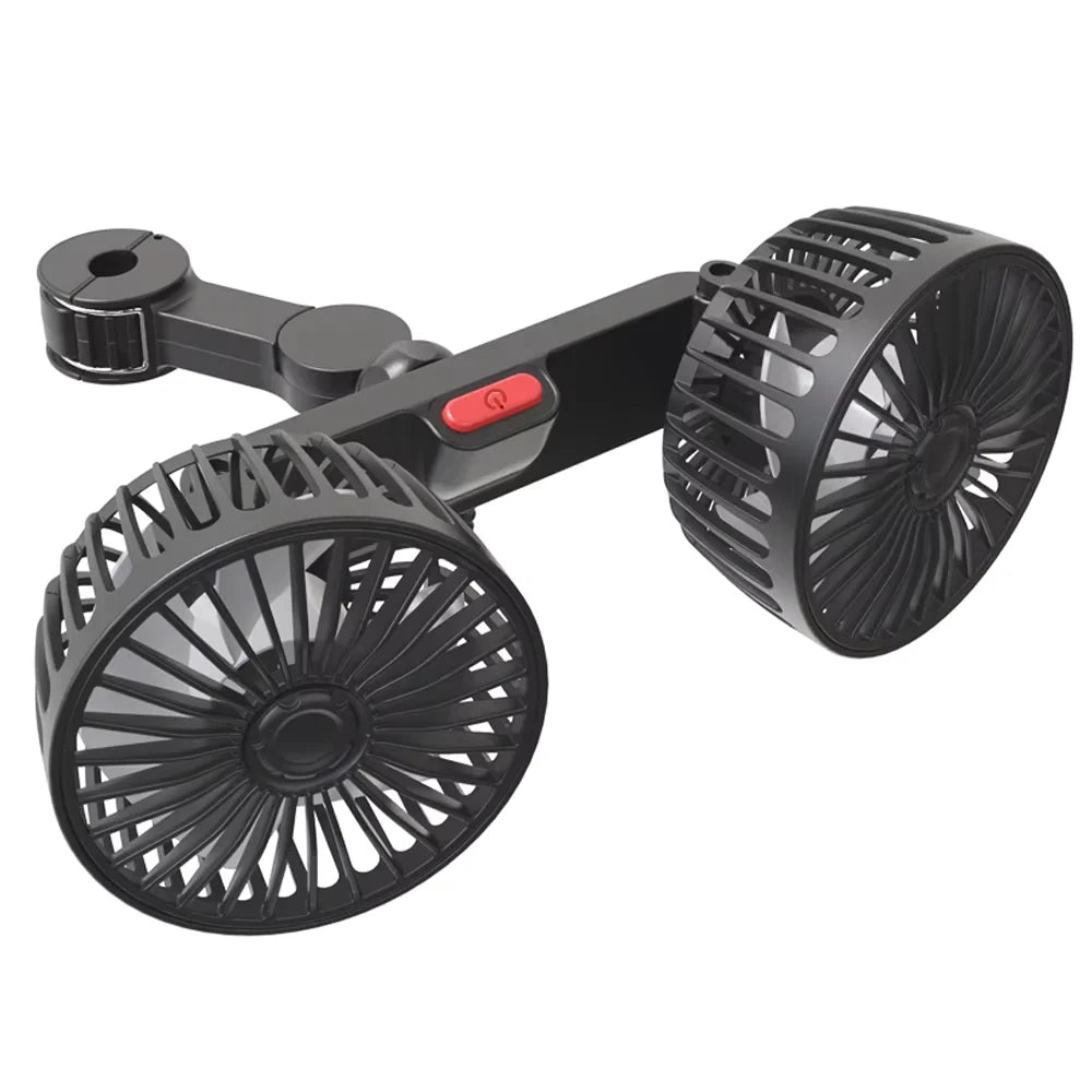3-speed Car Seat Back Cooling Fan USB Charge Dual Head Fan 360 Degree Rotation Neck Cooler for Summer Car Accessories Zpaxo grey
