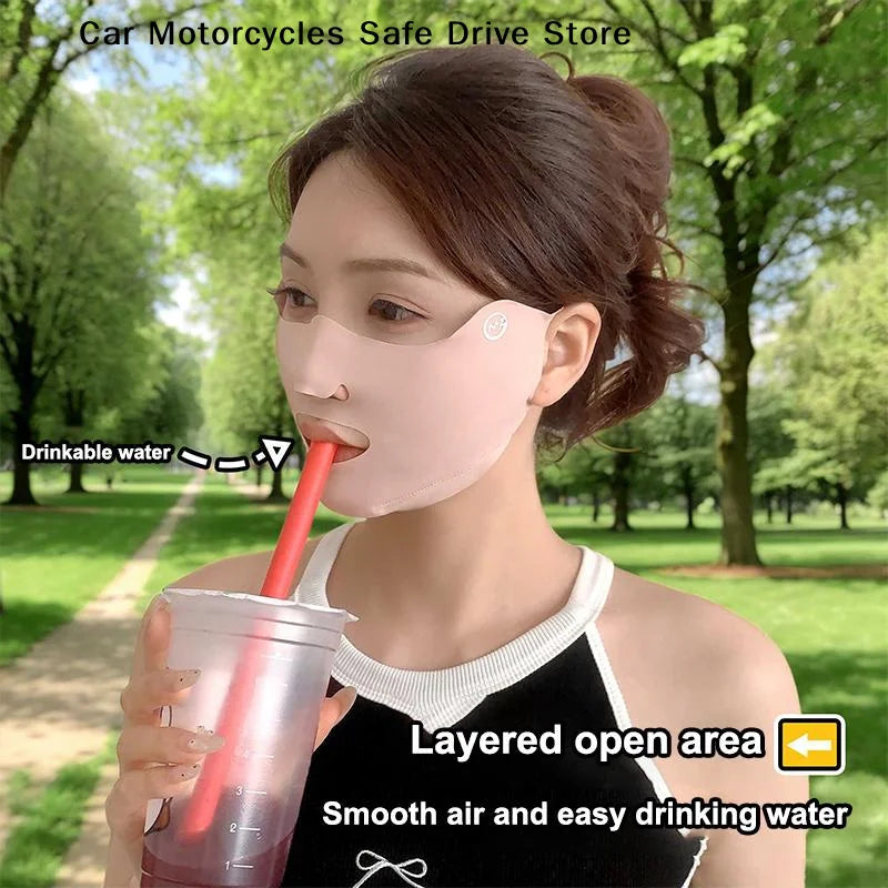 Cooling Mask Women Ice Silk Driving Summer Face Cover Lightweight