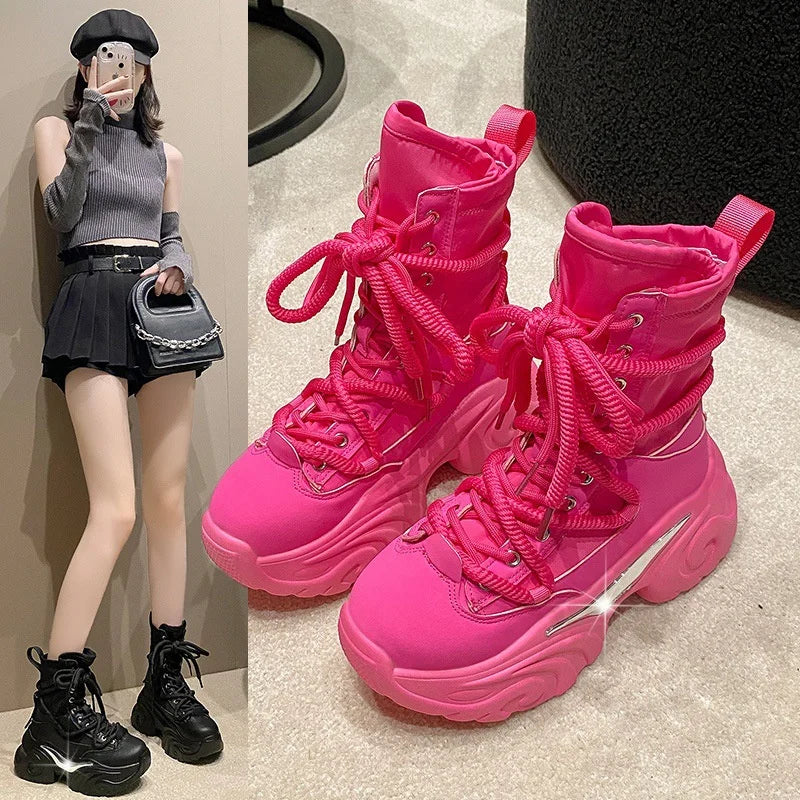 Women Ankle Boots Autumn Chunky Shoes Woman Platform Breathable Zpaxo