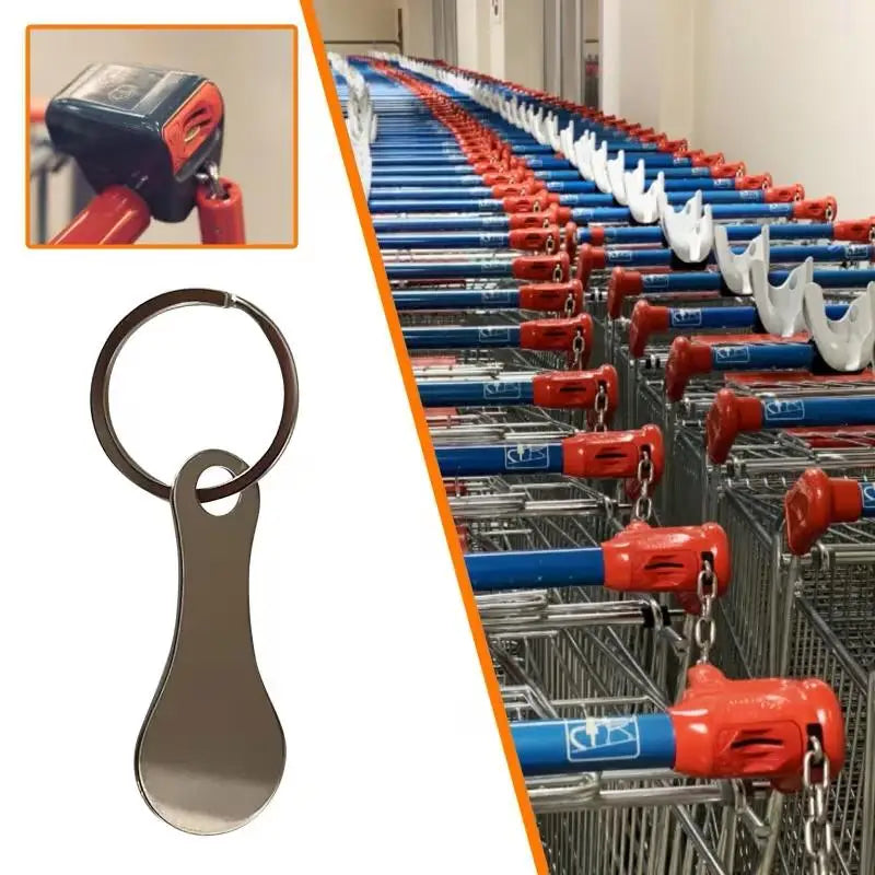2/4pcs Stainless Steel Shopping Cart Token Key Ring – Reusable Trolley Token, Supermarket Holder Zpaxo