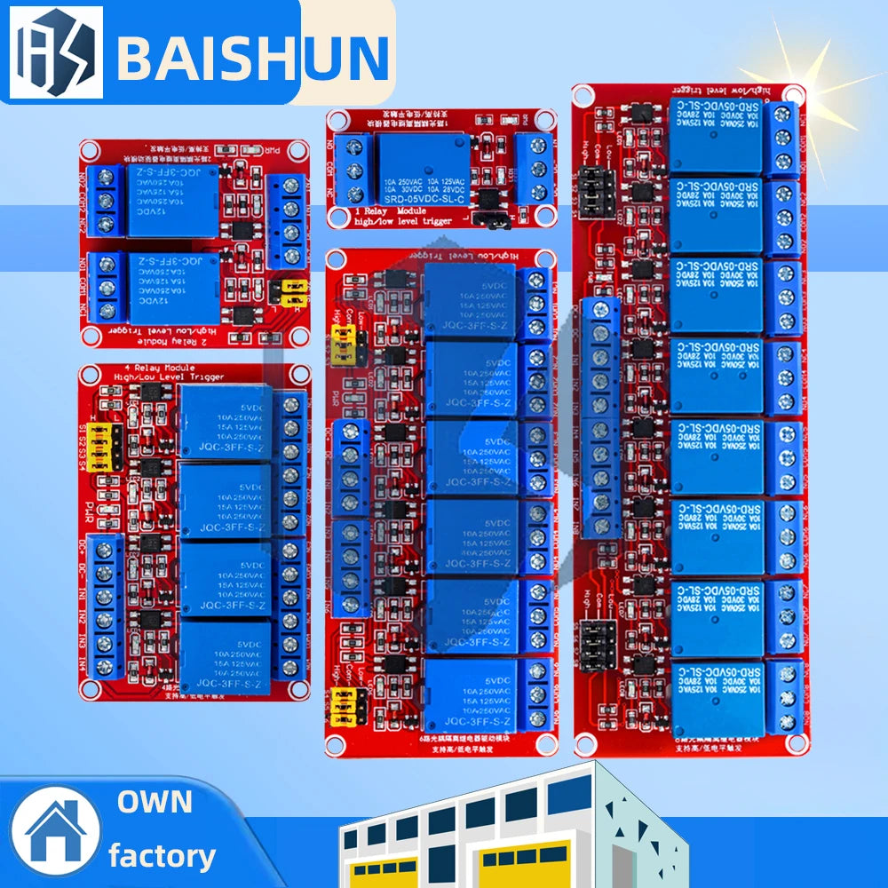 5V 12V 1-8 Channel Industrial Relay Module, Optocoupler Isolated High/Low Trigger Red Shield for Arduino Zpaxo