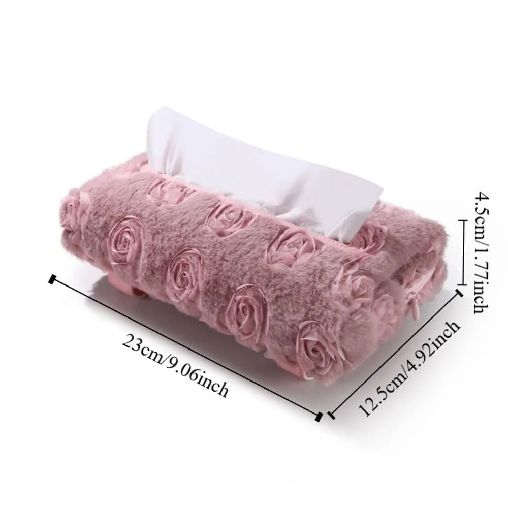 Car Accessories Leather Rose Tissue Box Pink Black Cute Napkin Zpaxo