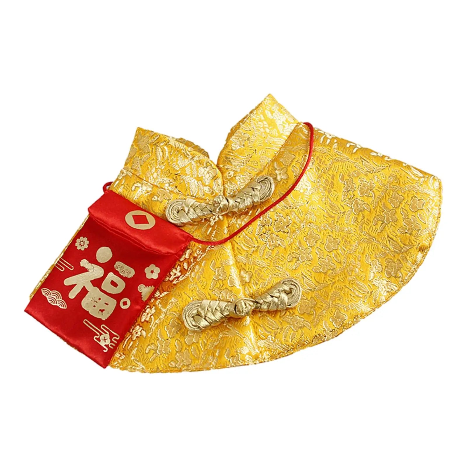 Chinese Cat Year Clothes Cloak Fu Necktie Dress Tang Suit Red Zpaxo yellow XS