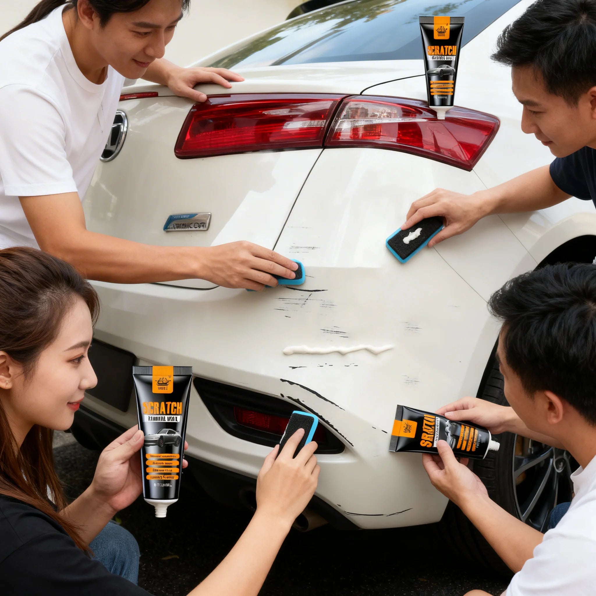 Car Paint Scratch Remover & Repair Wax Kit 120g | With Sponge Car Scratch Repair Wax Zpaxo