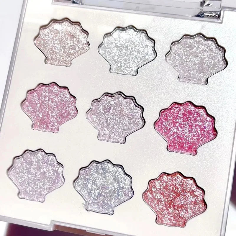 Shell Fairy Pearlescent Eyeshadow Palette Aurora Peach Shimmer Zpaxo Shell 9 Color