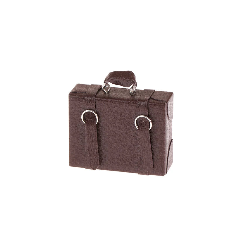 ▶1:12 Dollhouse Miniature Leather Luggage Trunk Suitcase Vintage Hand Bag Briefcase Home Model Decor Toy Doll House Accessories Zpaxo B