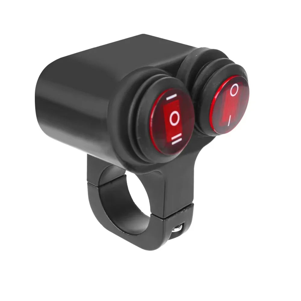 Dual Button Motorcycle Light Switch Waterproof Handlebar Mount Switch Button DC12V Headlight On/Off Switch Zpaxo 3 gears