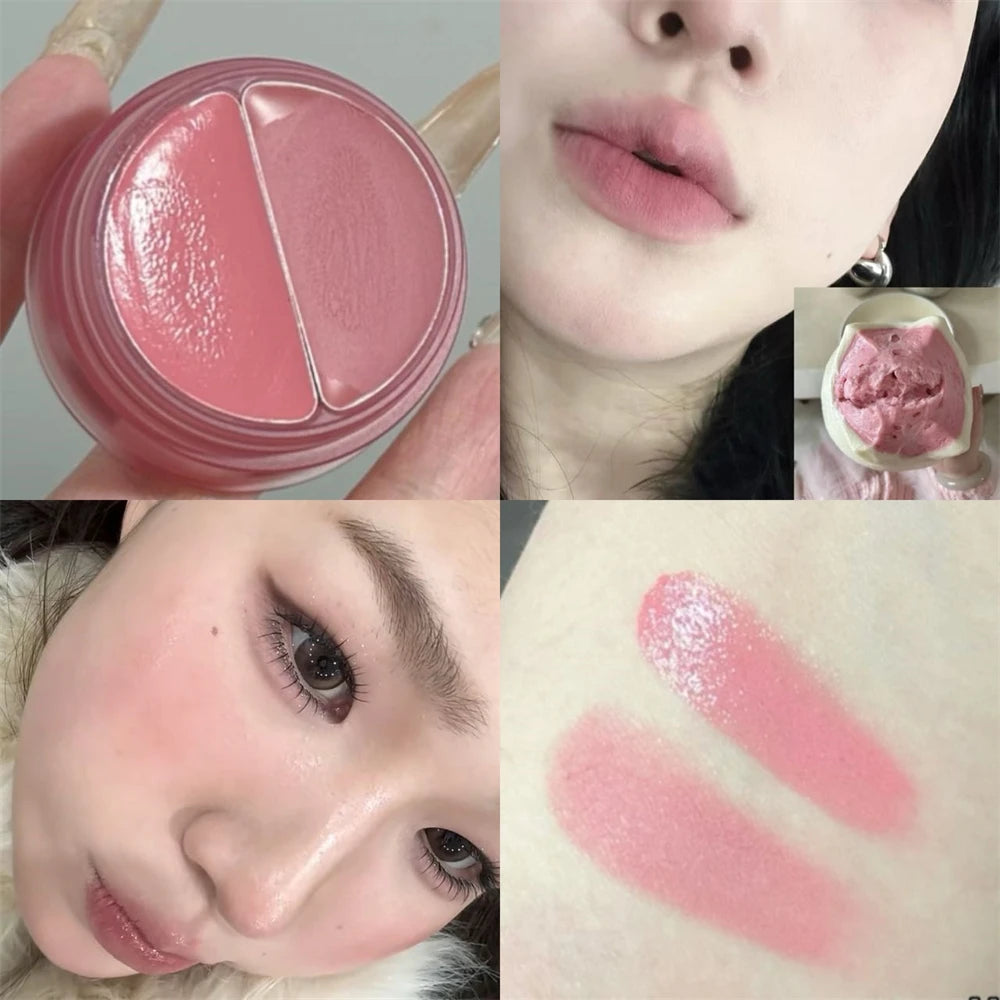 Multi-Use Dual Texture Lip Mud Volumizing Matte Lip Stain Long-Lasting Rich Soft Purple Gloss Rouge Natural Lips & Cheek Makeup Zpaxo