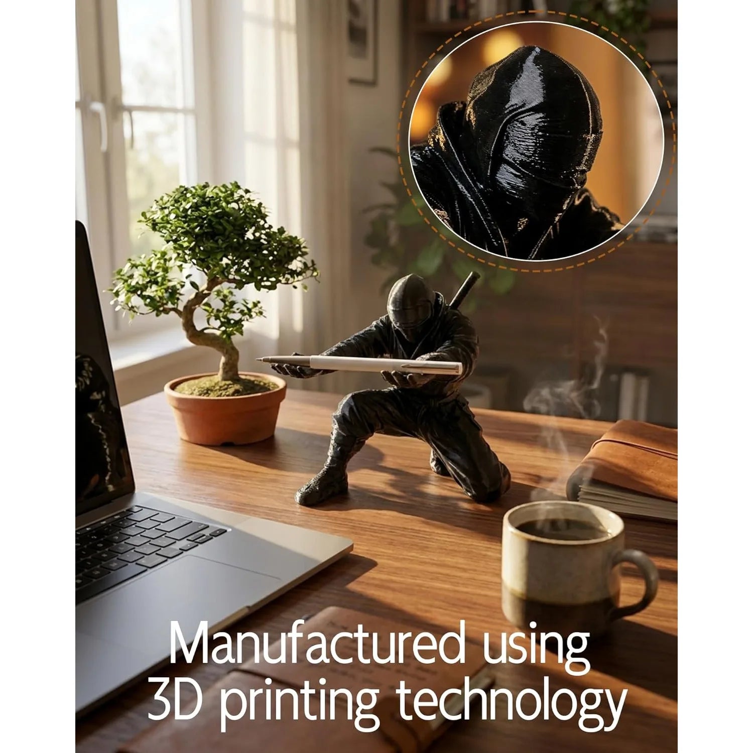 Ninja Pen Holder 3D Printed Single Pencil Display Stand Cool Desk